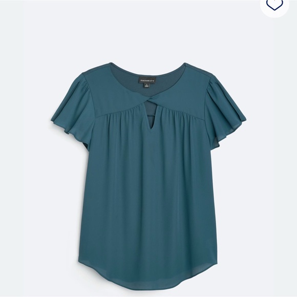 FORTUNE + IVY Adeline Key Hole Mixed Material Blouse blue women’s XL stitch fix - Picture 1 of 12
